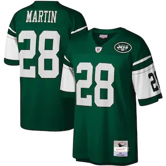 Custom Men New York Jets Curtis Martin Mitchell and Ness Green Retired Player Legacy Replica nfl Jersey